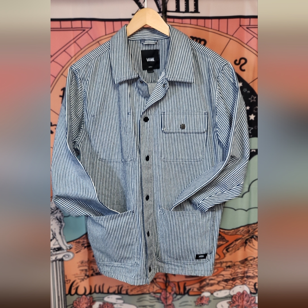 Vans Chore Coat Navy Hickory Striped Mens L/G